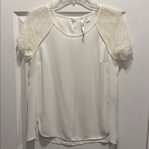 LC Lauren Conrad Cream Lace Accent Blouse